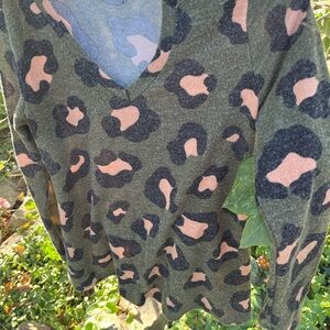 HEIMISH USA Green and Pink Leopard Print Long Sleeve Top